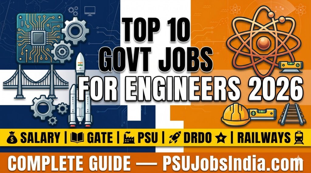 Top 10 Government Jobs for Engineers in India 2026 - PSU DRDO ISRO Railways Salary Comparison