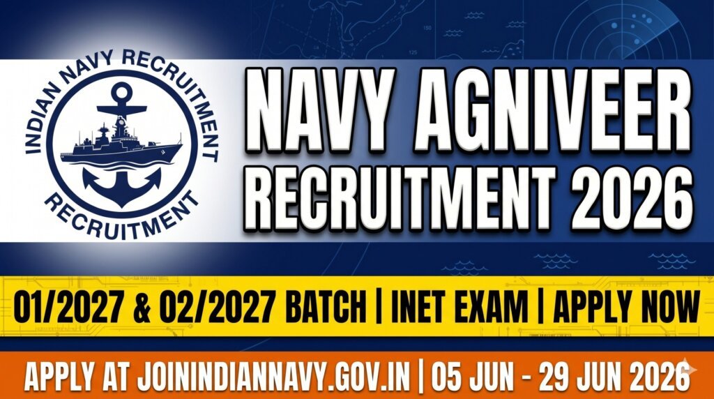 Indian Navy Agniveer Apprentice Recruitment 2026 - 01/2027 02/2027 Batch INET Exam Apply joinindiannavy.gov.in