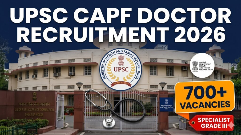 UPSC CAPF Specialist Grade III Doctor Recruitment 2026 — 700 Plus Vacancies in Surgery Paediatrics Psychiatry Gynaecology Apply Now